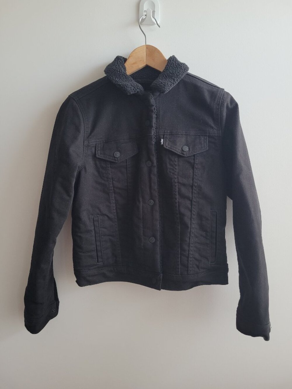 Levi's Black Denim/Jean Sherpa-Lined Jacket-Small
